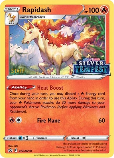 Rapidash (SWSH270) (Prerelease) (Staff) [Sword & Shield: Black Star Promos] | Shuffle n Cut Hobbies & Games