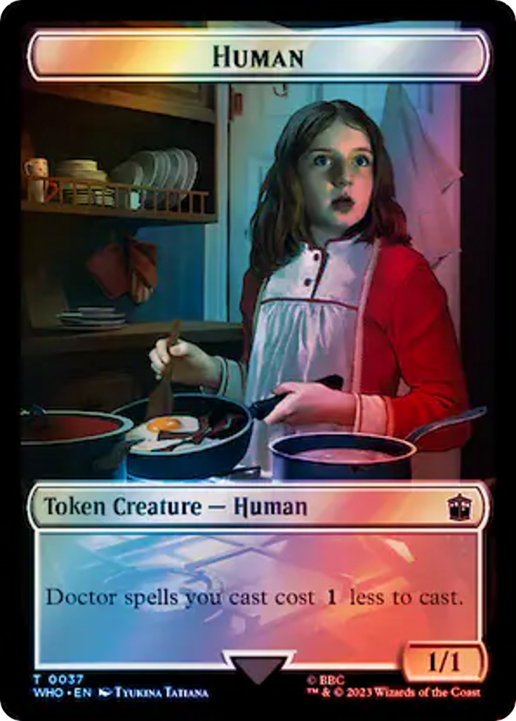 Human (0037) // Food (0057) Double-Sided Token (Surge Foil) [Doctor Who Tokens] | Shuffle n Cut Hobbies & Games