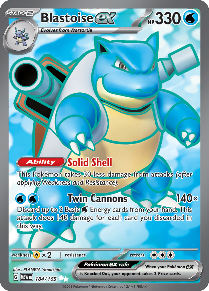 Blastoise ex (184/165) [Scarlet & Violet 151] | Shuffle n Cut Hobbies & Games