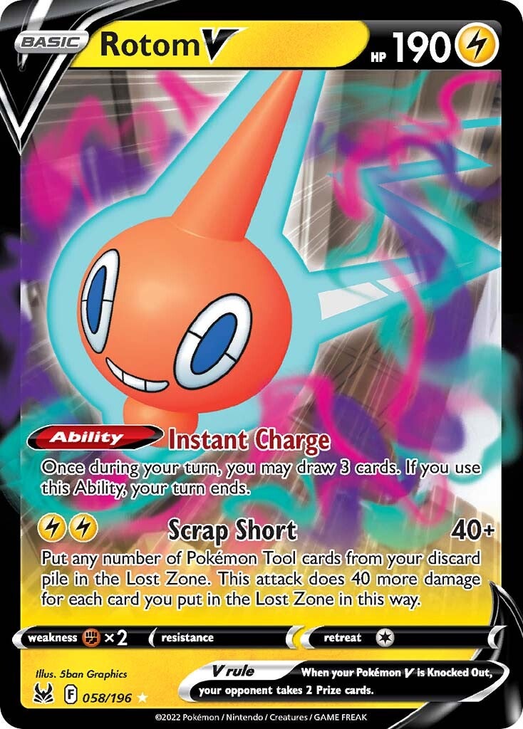 Rotom V (058/196) [Sword & Shield: Lost Origin] | Shuffle n Cut Hobbies & Games