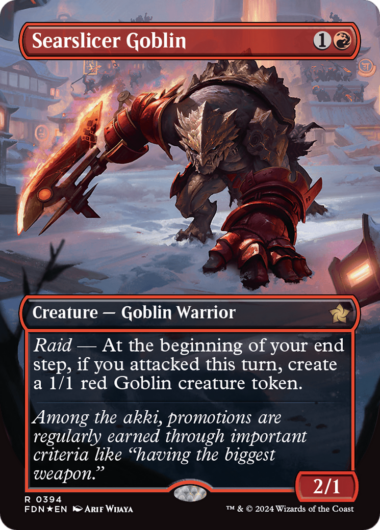 Searslicer Goblin (Borderless) (Mana Foil) [Foundations] | Shuffle n Cut Hobbies & Games