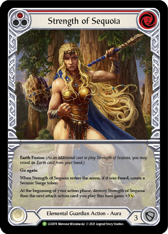 Strength of Sequoia (Red) [LGS078] (Promo)  Rainbow Foil | Shuffle n Cut Hobbies & Games