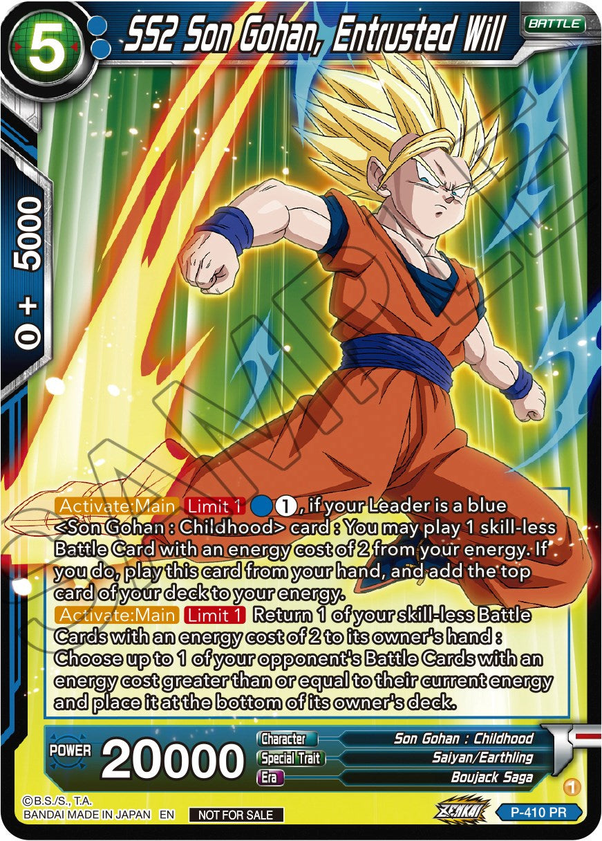 SS2 Son Gohan, Entrusted Will (Zenkai Series Tournament Pack Vol.1) (P-410) [Tournament Promotion Cards] | Shuffle n Cut Hobbies & Games