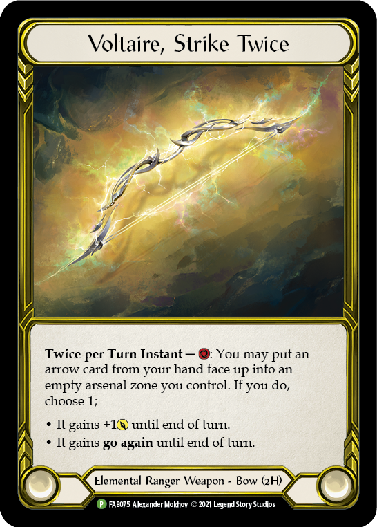 Voltaire, Strike Twice (Golden) [FAB075] (Promo)  Cold Foil | Shuffle n Cut Hobbies & Games