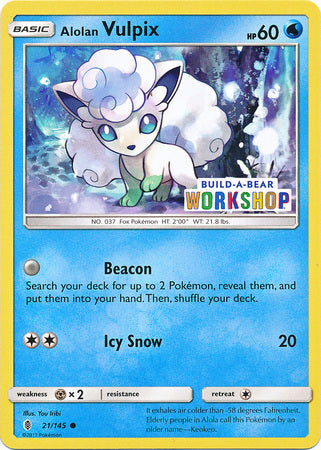 Alolan Vulpix (21/145) (Build A Bear Workshop Exclusive) [Sun & Moon: Guardians Rising] | Shuffle n Cut Hobbies & Games