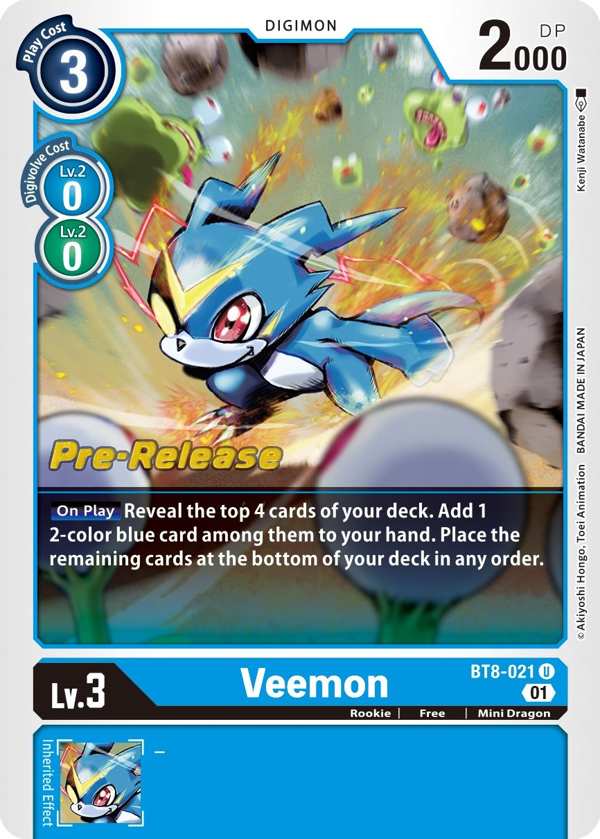 Veemon [BT8-021] [New Awakening Pre-Release Cards] | Shuffle n Cut Hobbies & Games