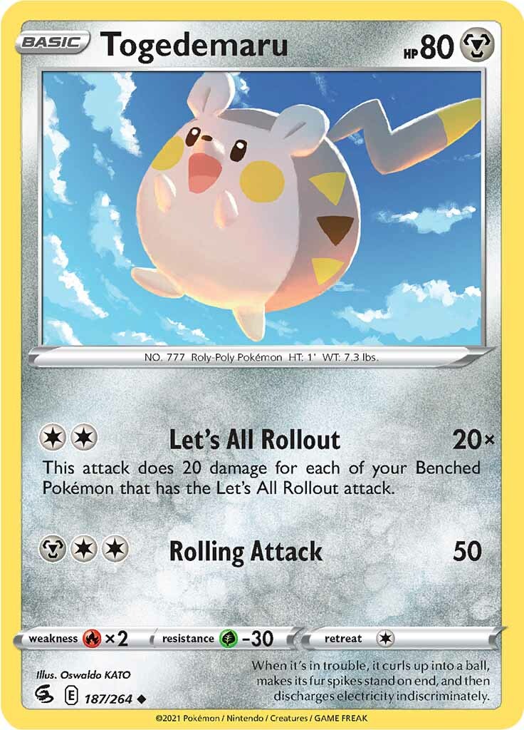 Togedemaru (187/264) [Sword & Shield: Fusion Strike] | Shuffle n Cut Hobbies & Games