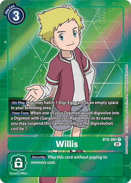 Willis [BT8-091] (Alternative Art - Box Topper) [New Awakening] | Shuffle n Cut Hobbies & Games