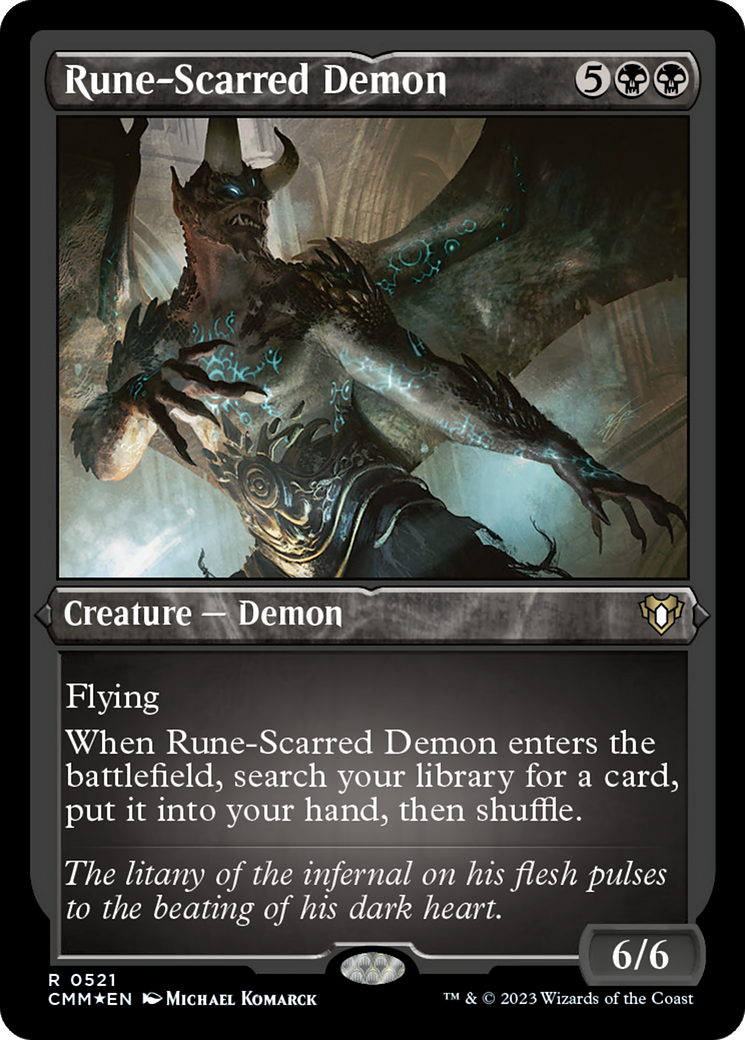 Rune-Scarred Demon (Foil Etched) [Commander Masters] | Shuffle n Cut Hobbies & Games