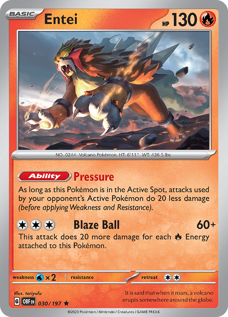 Entei (030/197) [Scarlet & Violet: Obsidian Flames] | Shuffle n Cut Hobbies & Games