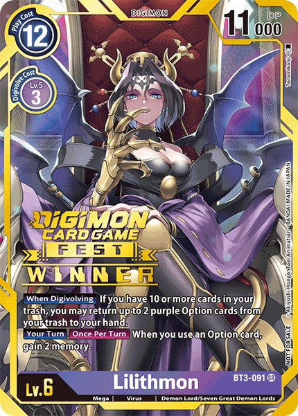 Lilithmon [BT3-091] (Digimon Card Game Fest 2022 Winner) [Release Special Booster Promos] | Shuffle n Cut Hobbies & Games