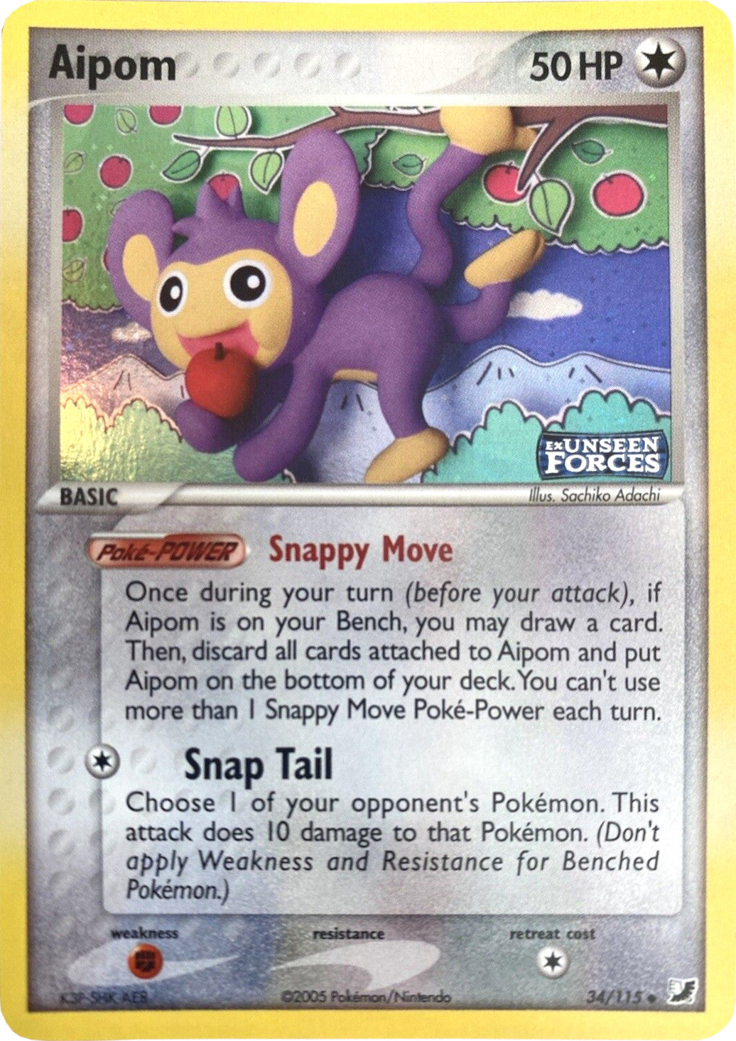 Aipom (34/115) (Stamped) [EX: Unseen Forces] | Shuffle n Cut Hobbies & Games