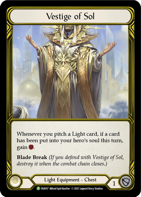 Vestige of Sol (Golden) [FAB017] (Promo)  Cold Foil | Shuffle n Cut Hobbies & Games