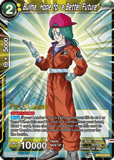 Bulma, Hope for a Better Future (BT13-105) [Supreme Rivalry Prerelease Promos] | Shuffle n Cut Hobbies & Games