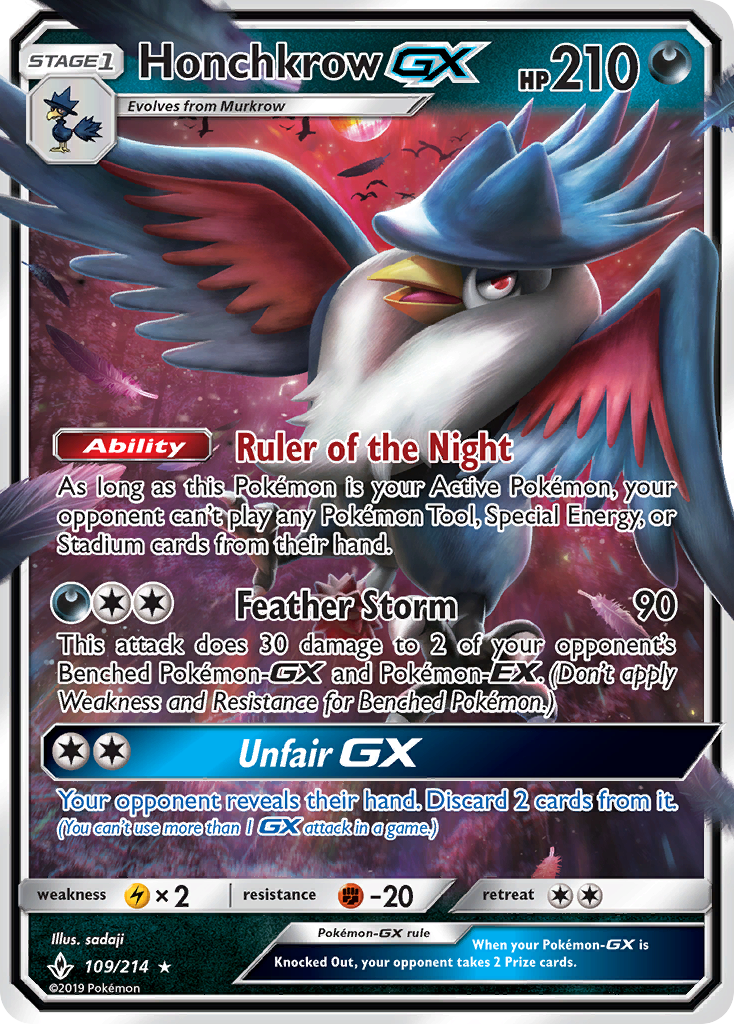 Honchkrow GX (109/214) [Sun & Moon: Unbroken Bonds] | Shuffle n Cut Hobbies & Games