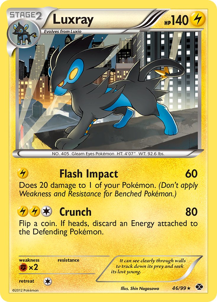 Luxray (46/99) (Cracked Ice Holo) (Blister Exclusive) [Black & White: Next Destinies] | Shuffle n Cut Hobbies & Games