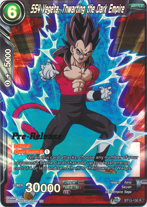 SS4 Vegeta, Thwarting the Dark Empire (BT13-130) [Supreme Rivalry Prerelease Promos] | Shuffle n Cut Hobbies & Games