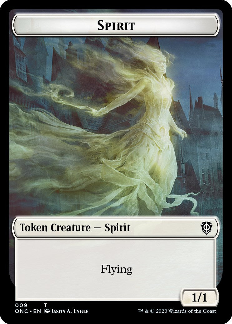 Human // Spirit Double-Sided Token [Phyrexia: All Will Be One Commander Tokens] | Shuffle n Cut Hobbies & Games