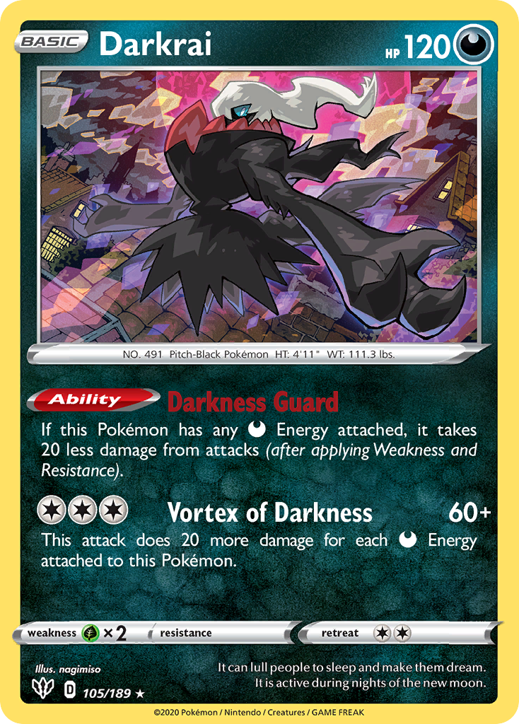 Darkrai (105/189) (Cosmos Holo) [Sword & Shield: Darkness Ablaze] | Shuffle n Cut Hobbies & Games