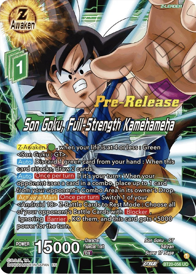 Son Goku, Full-Strength Kamehameha (BT20-056) [Power Absorbed Prerelease Promos] | Shuffle n Cut Hobbies & Games