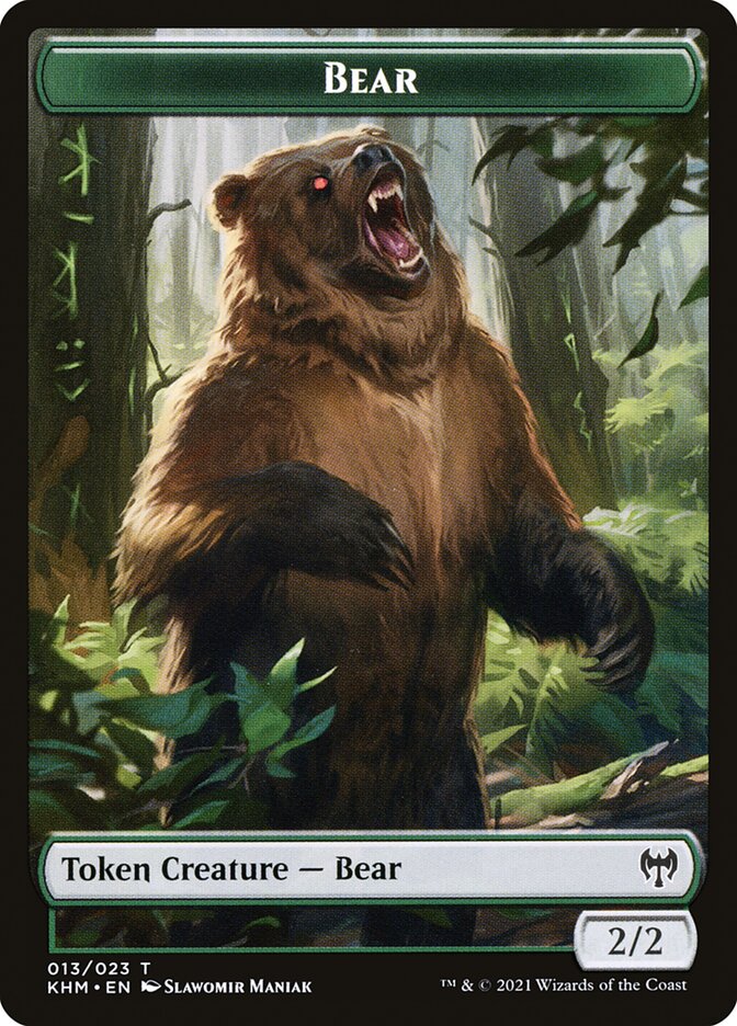 Elf Warrior // Bear Double-Sided Token [Kaldheim Tokens] | Shuffle n Cut Hobbies & Games