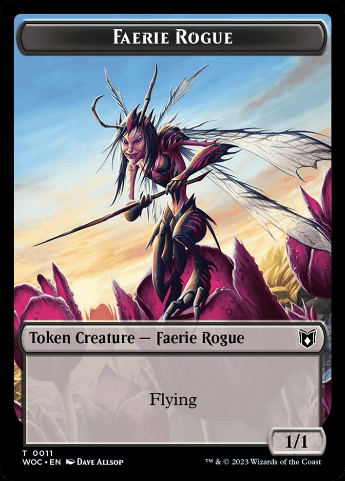 Faerie Rogue // Faerie (0011) Double-Sided Token [Wilds of Eldraine Commander Tokens] | Shuffle n Cut Hobbies & Games