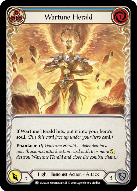 Wartune Herald (Blue) (Rainbow Foil) [MON028-RF] 1st Edition Rainbow Foil | Shuffle n Cut Hobbies & Games