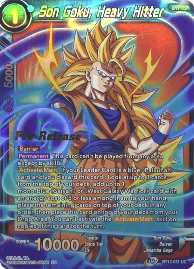 Son Goku, Heavy Hitter (BT12-031) [Vicious Rejuvenation Prerelease Promos] | Shuffle n Cut Hobbies & Games