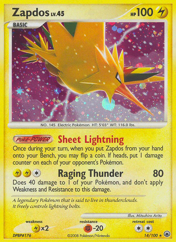 Zapdos (14/100) [Diamond & Pearl: Majestic Dawn] | Shuffle n Cut Hobbies & Games