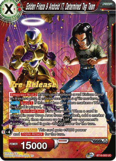 Golden Frieza & Android 17, Determined Tag Team (BT16-003) [Realm of the Gods Prerelease Promos] | Shuffle n Cut Hobbies & Games
