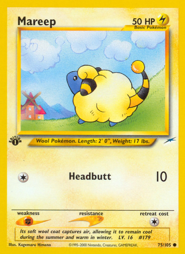 Mareep (75/105) [Neo Destiny 1st Edition] | Shuffle n Cut Hobbies & Games