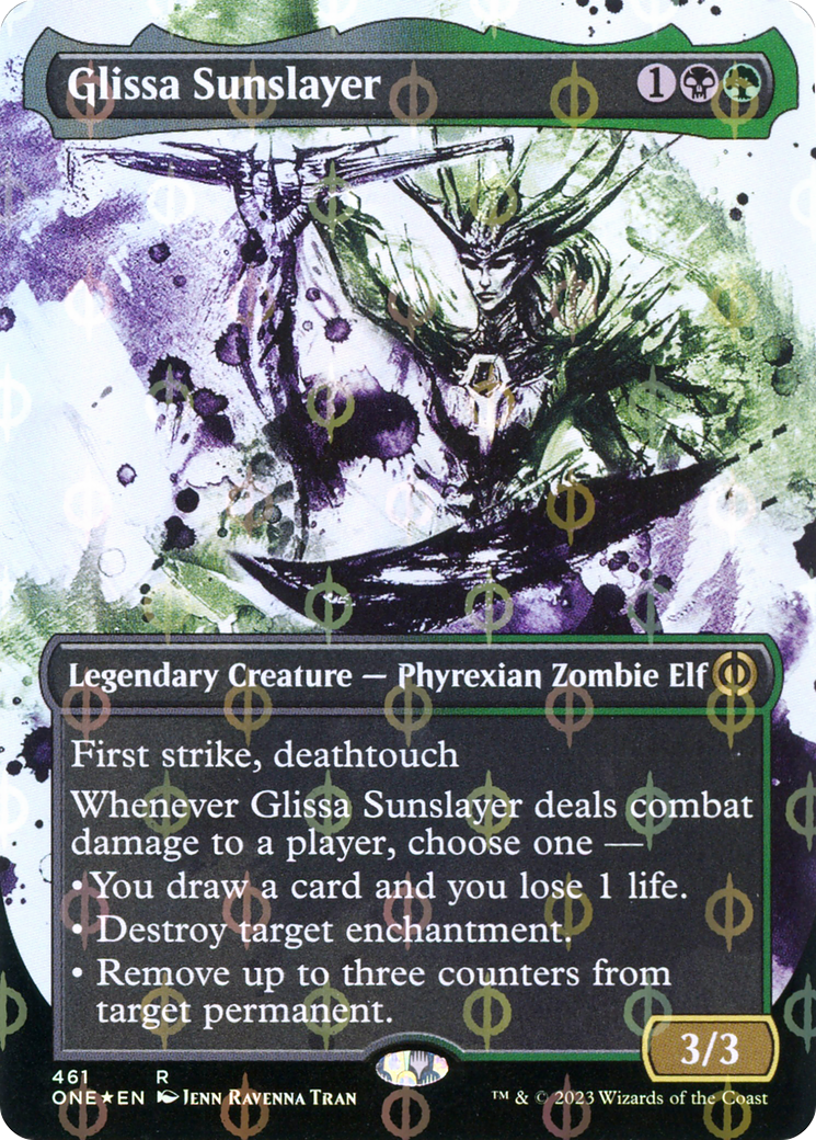 Glissa Sunslayer (Borderless Ichor Step-and-Compleat Foil) [Phyrexia: All Will Be One] | Shuffle n Cut Hobbies & Games