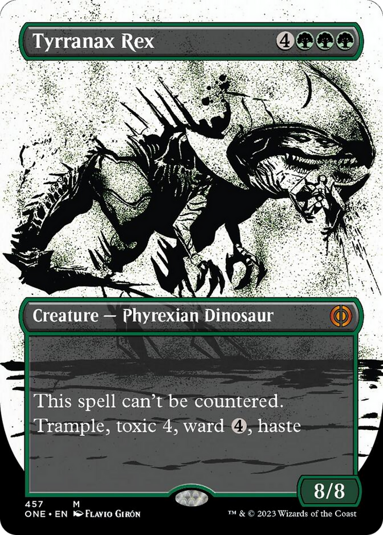 Tyrranax Rex (Borderless Ichor Step-and-Compleat Foil) [Phyrexia: All Will Be One] | Shuffle n Cut Hobbies & Games