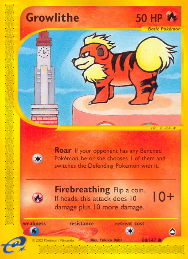 Growlithe (80/147) [Aquapolis] | Shuffle n Cut Hobbies & Games