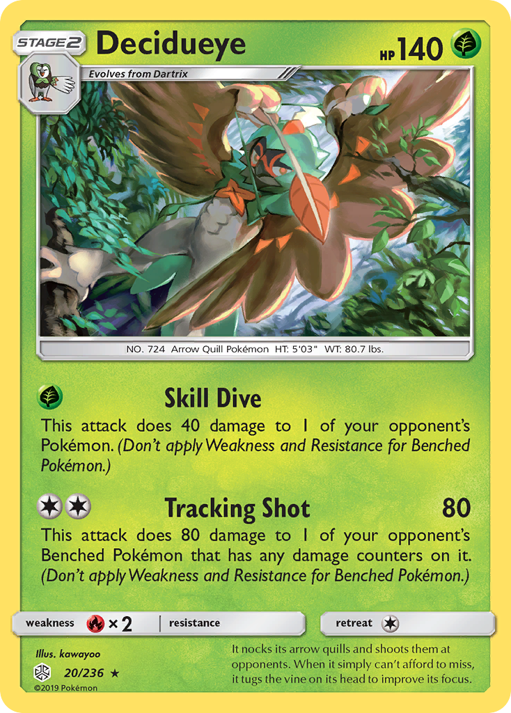 Decidueye (20/236) [Sun & Moon: Cosmic Eclipse] | Shuffle n Cut Hobbies & Games