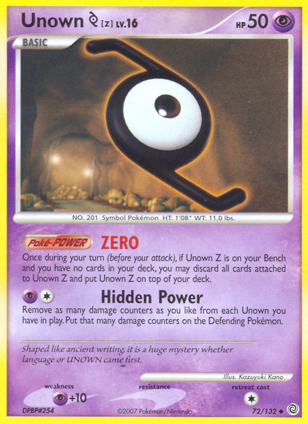 Unown Z (72/132) [Diamond & Pearl: Secret Wonders] | Shuffle n Cut Hobbies & Games