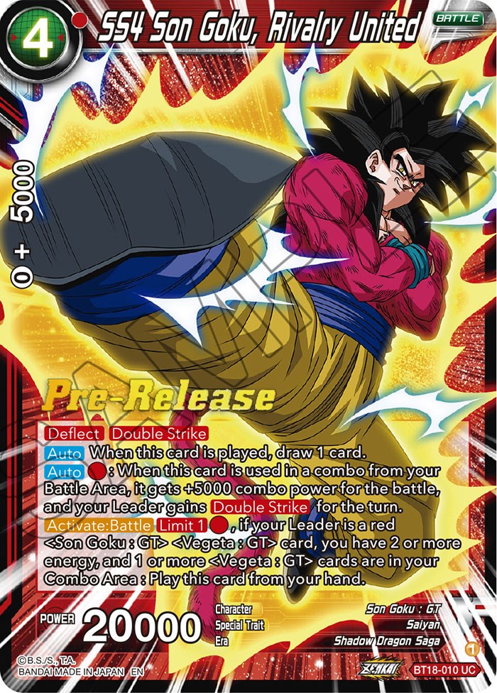 SS4 Son Goku, Rivalry United (BT18-010) [Dawn of the Z-Legends Prerelease Promos] | Shuffle n Cut Hobbies & Games