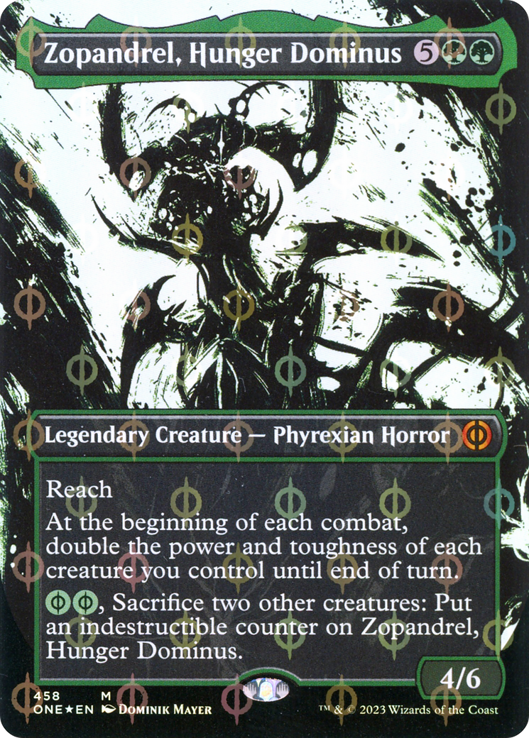 Zopandrel, Hunger Dominus (Borderless Ichor Step-and-Compleat Foil) [Phyrexia: All Will Be One] | Shuffle n Cut Hobbies & Games