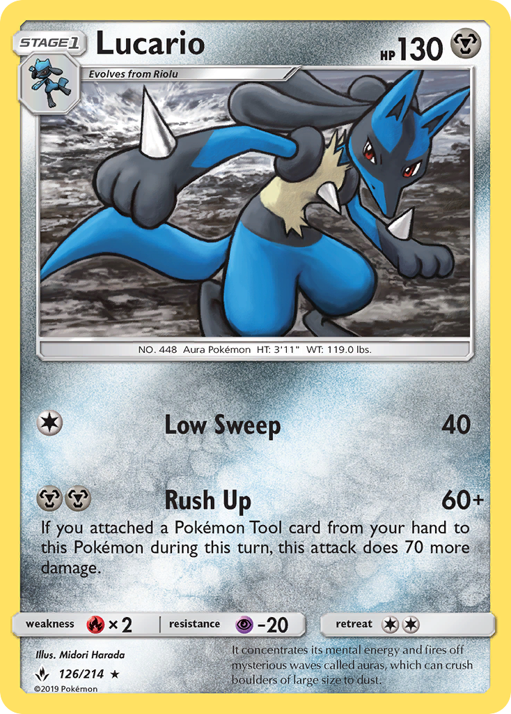 Lucario (126/214) [Sun & Moon: Unbroken Bonds] | Shuffle n Cut Hobbies & Games