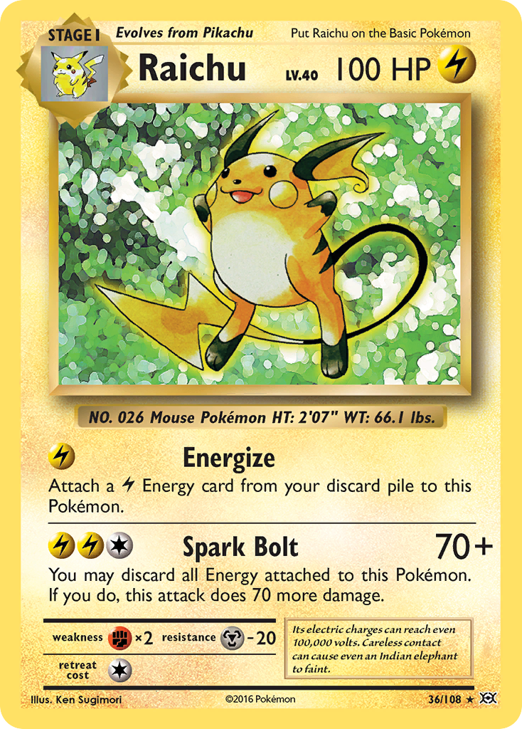 Raichu (36/108) [XY: Evolutions] | Shuffle n Cut Hobbies & Games