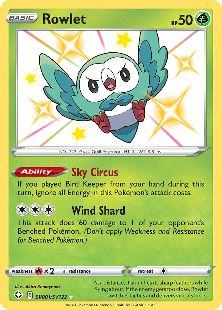 Rowlet (SV001/SV122) [Sword & Shield: Shining Fates] | Shuffle n Cut Hobbies & Games