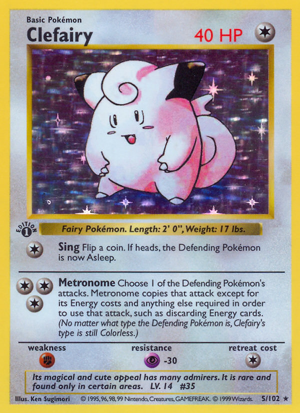 Clefairy (5/102) (Shadowless) [Base Set 1st Edition] | Shuffle n Cut Hobbies & Games