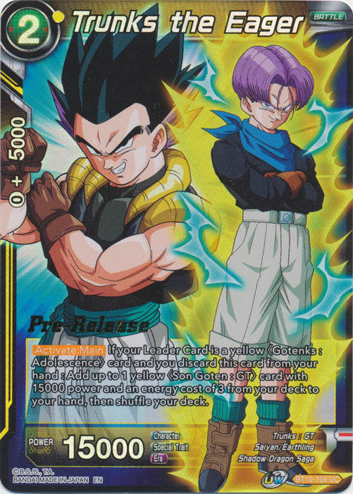 Trunks the Eager (BT10-109) [Rise of the Unison Warrior Prerelease Promos] | Shuffle n Cut Hobbies & Games