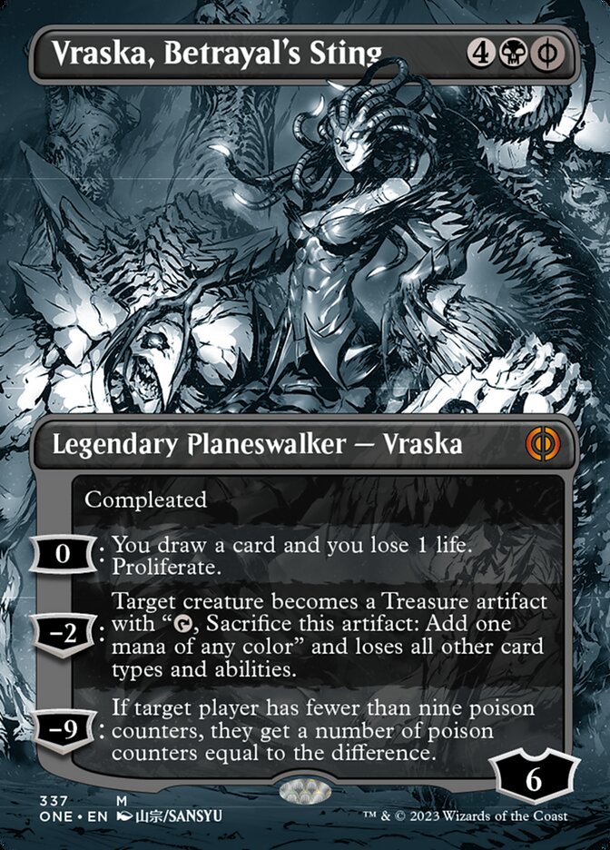 Vraska, Betrayal's Sting (Borderless Manga) [Phyrexia: All Will Be One] | Shuffle n Cut Hobbies & Games