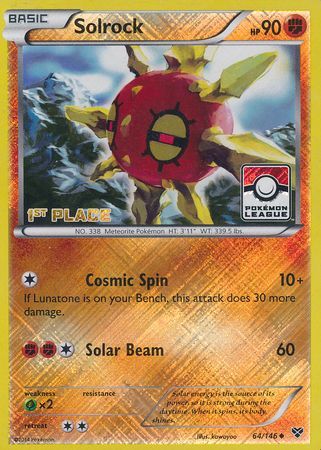 Solrock (64/146) (1st Place League Challenge Promo) [XY: Base Set] | Shuffle n Cut Hobbies & Games