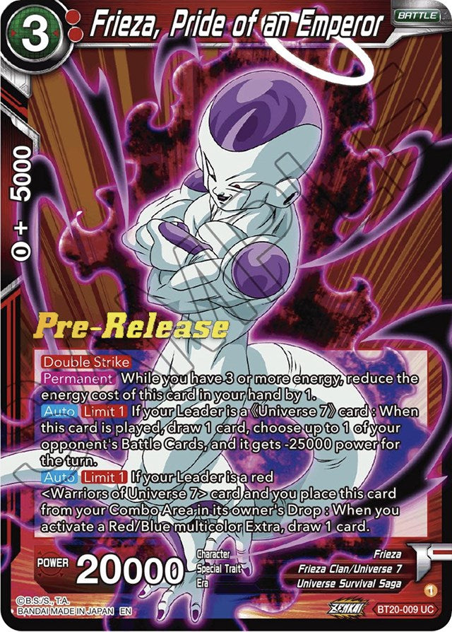 Frieza, Pride of an Emperor (BT20-009) [Power Absorbed Prerelease Promos] | Shuffle n Cut Hobbies & Games
