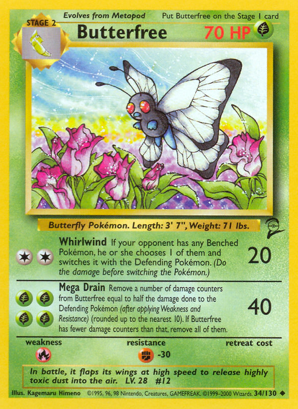 Butterfree (34/130) [Base Set 2] | Shuffle n Cut Hobbies & Games