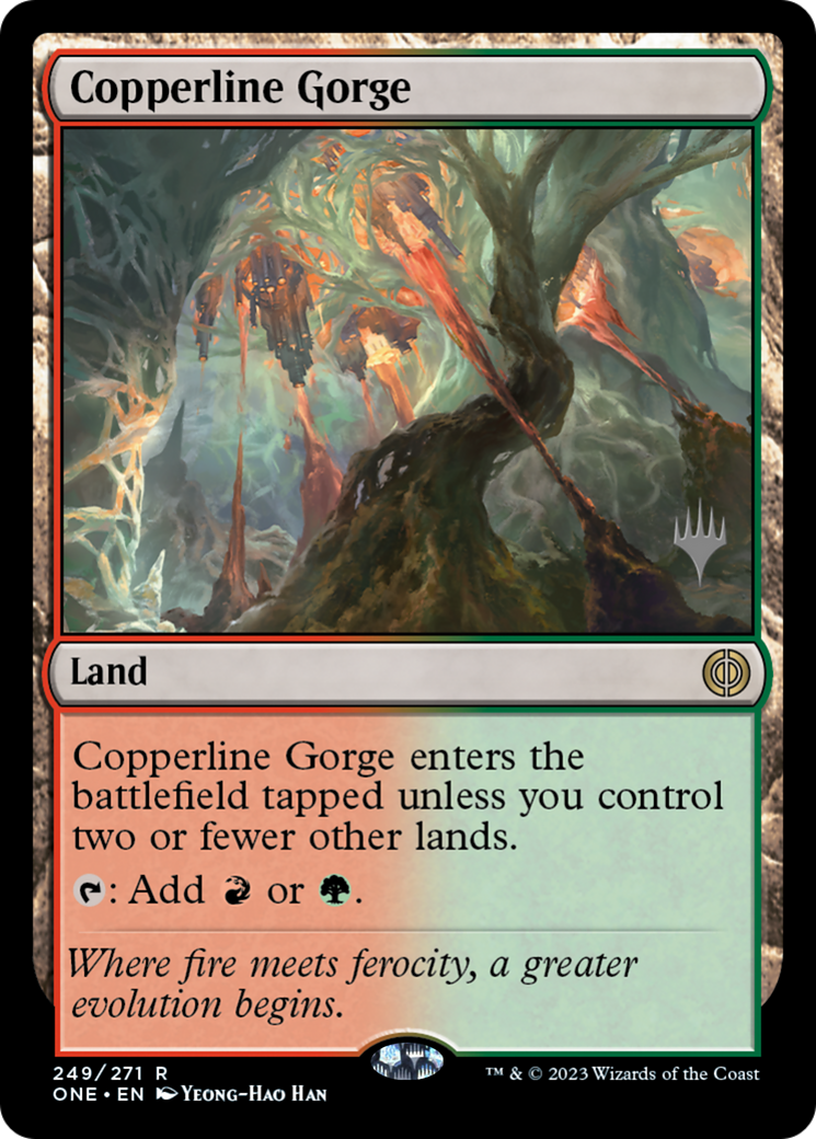 Copperline Gorge (Promo Pack) [Phyrexia: All Will Be One Promos] | Shuffle n Cut Hobbies & Games