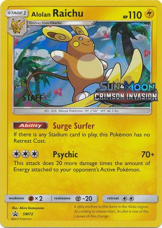 Alolan Raichu (SM72) (Staff Prerelease Promo) [Sun & Moon: Black Star Promos] | Shuffle n Cut Hobbies & Games