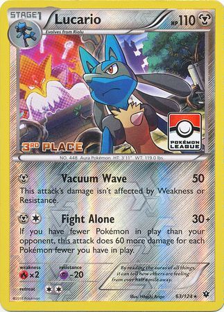 Lucario (63/124) (League Promo 3rd Place) [XY: Fates Collide] | Shuffle n Cut Hobbies & Games